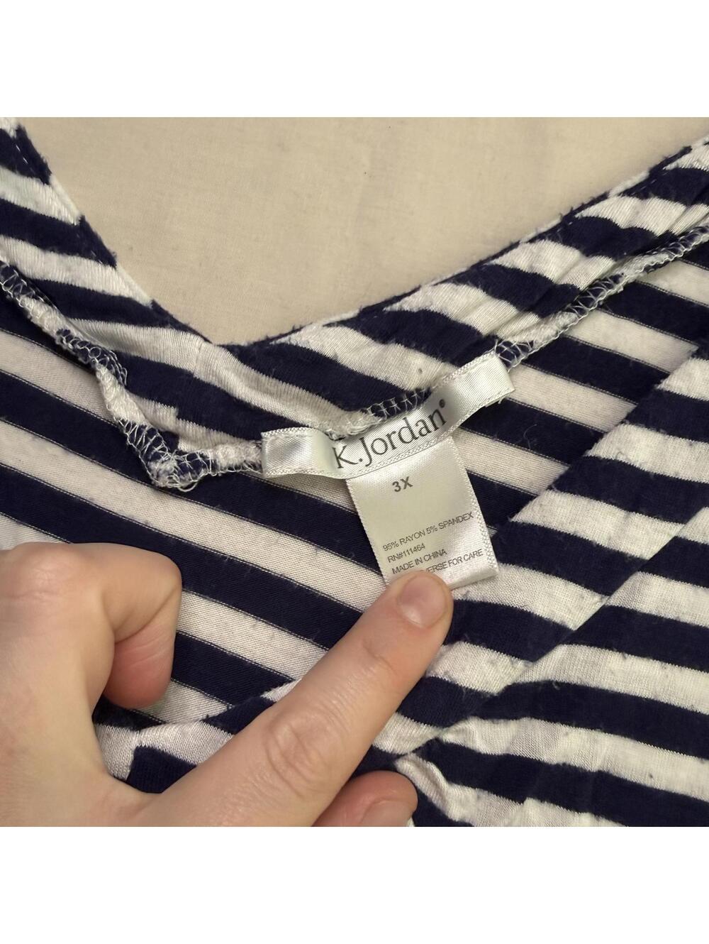 K. Jordan Navy and White Striped Plus Size 3X Dress - Picture 3 of 4